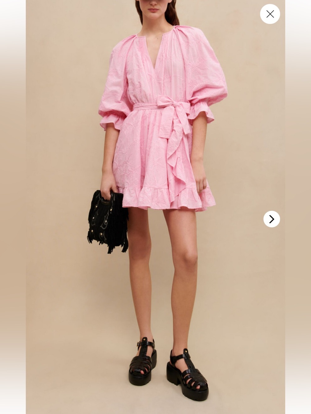 Maje Light Pink Ruffled Mini Dress - Picture 8 of 13